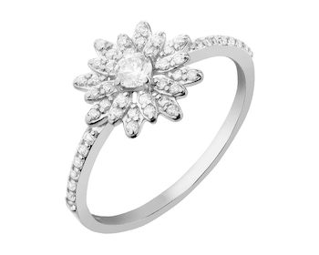 585 Rhodium-Plated White Gold Ring with Cubic Zirconia