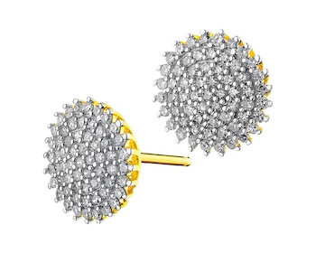 14 K Rhodium-Plated Yellow Gold Earrings with Diamonds 0,33 ct - fineness 14 K