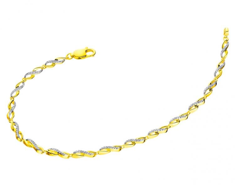 Bransoletka z żółtego złota z diamentami - 19 cm - 0,18 ct - próba 375