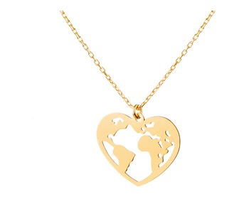 Zlatý náhrdelník, anker - srdce, mapa světa