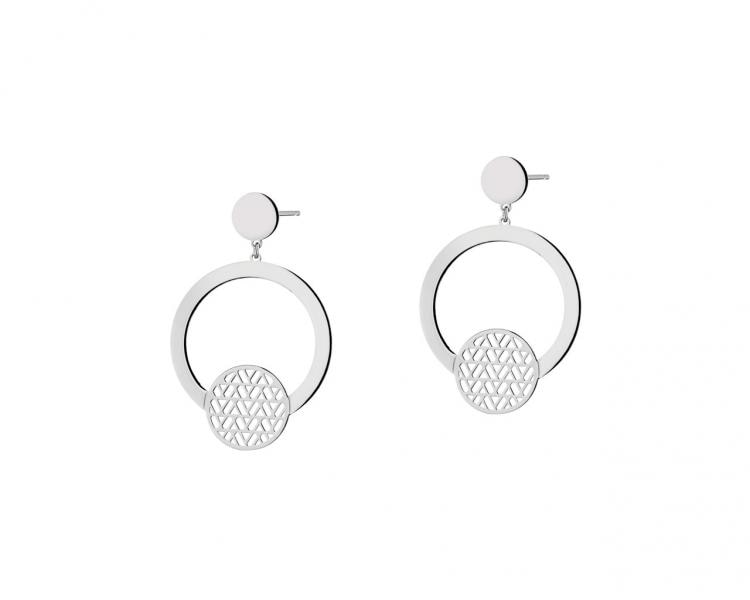 Silver earrings - circles, rosette