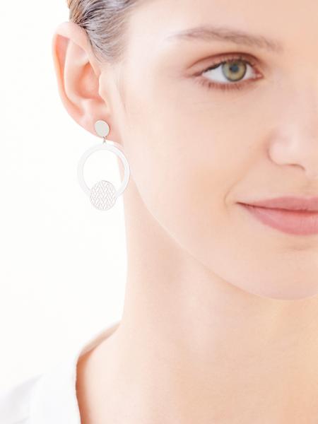 Silver earrings - circles, rosette
