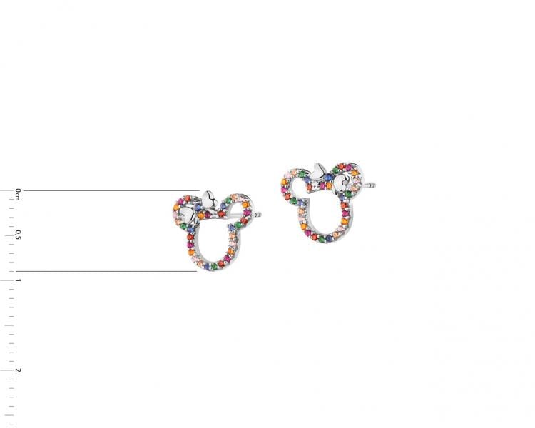 Kolczyki srebrne z cyrkoniami - Myszka Minnie, Disney