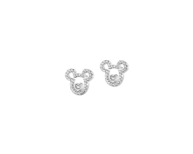 Kolczyki srebrne z cyrkoniami - Myszka Mickey, Disney