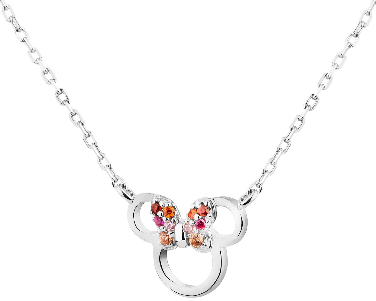 Stříbrný náhrdelník se zirkony - Minnie Mouse 