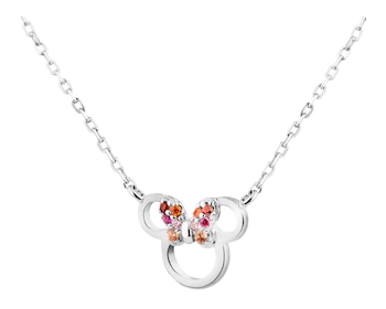 Rhodium Plated Silver Necklace with Cubic Zirconia - Disney