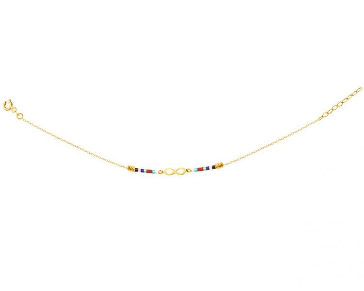 14 K Yellow Gold Bracelet with Glass