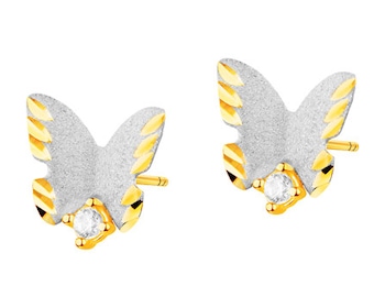 Złote kolczyki z cyrkoniami - motyle