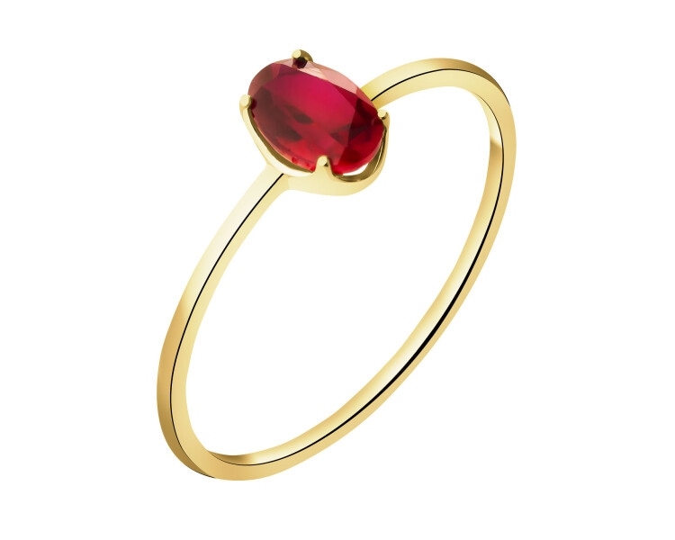 8 K Yellow Gold Ring with Synthetic Ruby