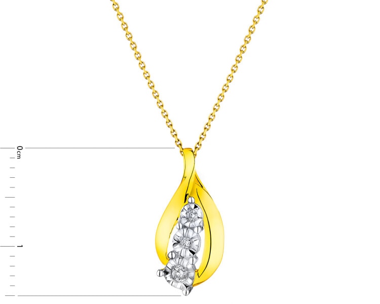 9 K Rhodium-Plated Yellow Gold Pendant with Diamonds 0,04 ct - fineness 9 K