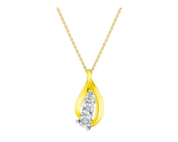 9 K Rhodium-Plated Yellow Gold Pendant with Diamonds 0,04 ct - fineness 9 K