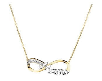 14 K Rhodium-Plated Yellow Gold Necklace with Diamonds - 0,01 ct - fineness 14 K