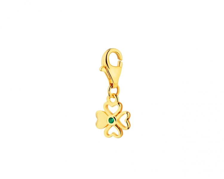 Gold plated silver pendant Charms with cubic zirconia - clover