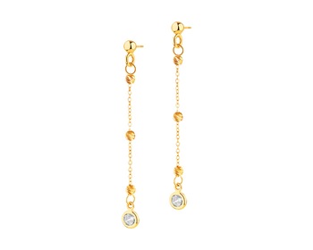 18 K Yellow Gold Earrings with Cubic Zirconia