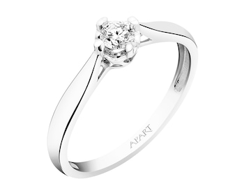 585 Rhodium-Plated White Gold Ring with Diamond 0,16 ct - fineness 14 K