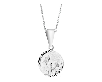 Devotional medal - silver pendant and chain - set