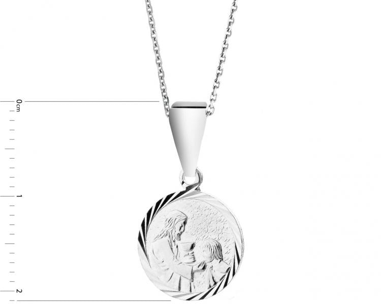 Devotional medal - silver pendant and chain - set