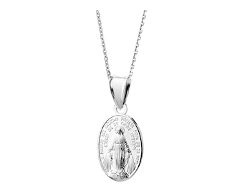 Miraculous Medal - silver pendant and chain - set
