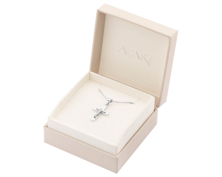 Silver pendant cross and chain - set