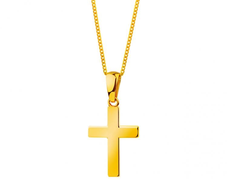 Krzyż - złota zawieszka  i łańcuszek - komplet