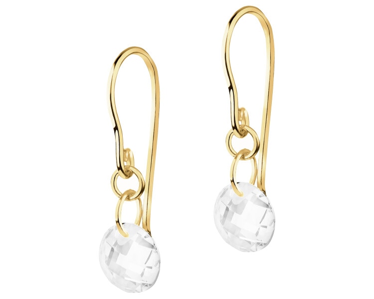 8 K Yellow Gold Earrings with Cubic Zirconia