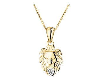 9 K Rhodium-Plated Yellow Gold Pendant with Diamond - 0,003 ct - fineness 9 K