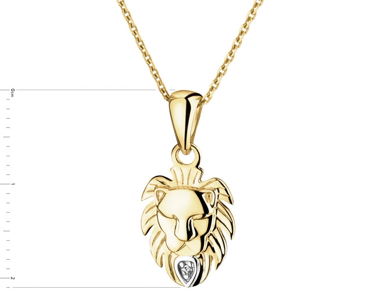 9 K Rhodium-Plated Yellow Gold Pendant with Diamond - 0,003 ct - fineness 9 K