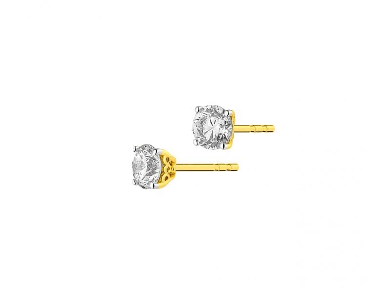 14 K Rhodium-Plated Yellow Gold Earrings with Diamonds 0,69 ct - fineness 14 K