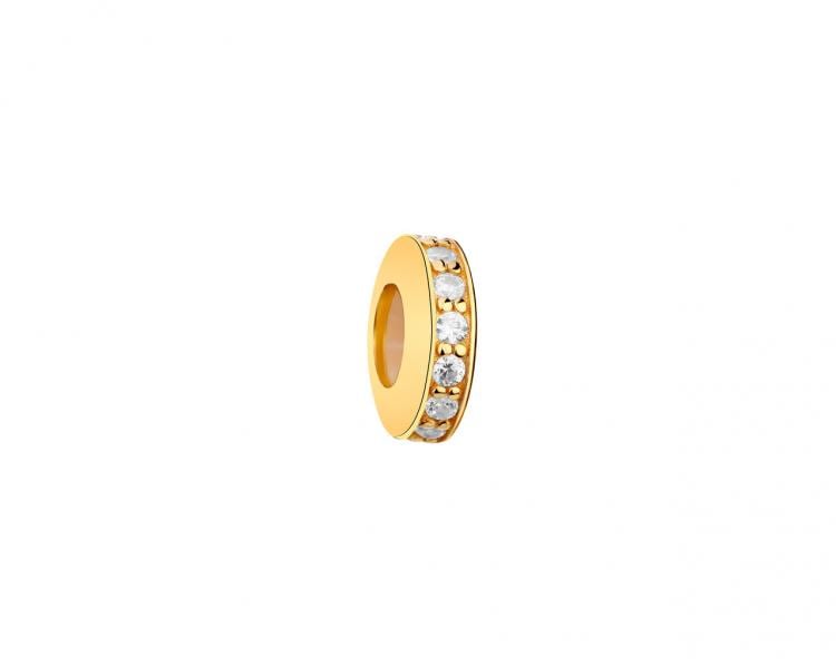Gold-Plated Silver Stopper Bead with Cubic Zirconia