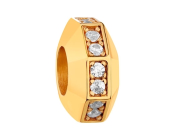 Gold-Plated Silver Stopper Bead with Cubic Zirconia