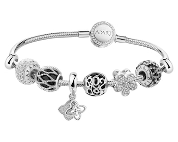 Silver bracelet Beads - set - flowers