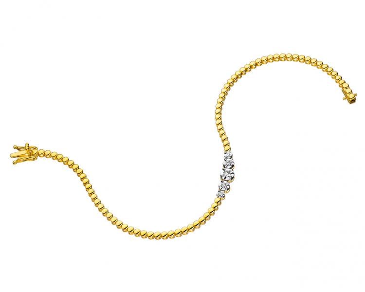 14 K Rhodium-Plated Yellow Gold Bracelet with Diamonds 0,11 ct - fineness 14 K
