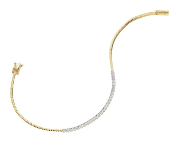 585' Rhodium-Plated Yellow Gold Bracelet with Diamonds - 0,14 ct - fineness 14 K