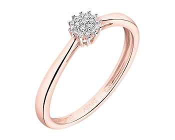 Prsten z růžového zlata s diamanty - 0,05 ct - ryzost 585