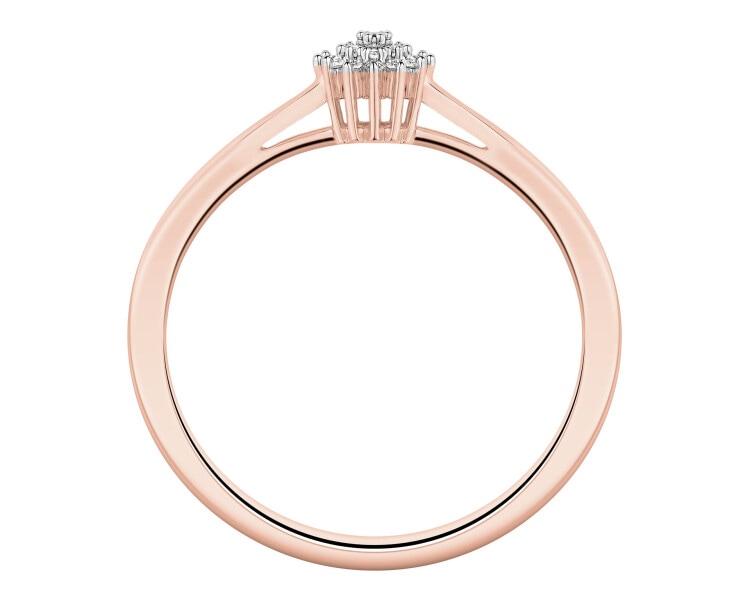 Prsten z růžového zlata s diamanty - 0,05 ct - ryzost 585
