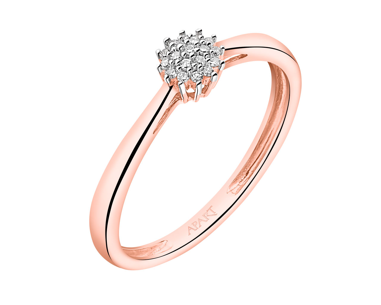 Prsten z růžového zlata s diamanty 0,05 ct - ryzost 585
