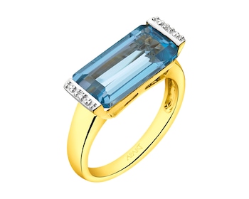 Prsten ze žlutého zlata s diamanty a topazem  0,01 ct - ryzost 585></noscript>
                    </a>
                </div>
                <div class=