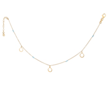 Gold-Plated Silver Anklet with Glass