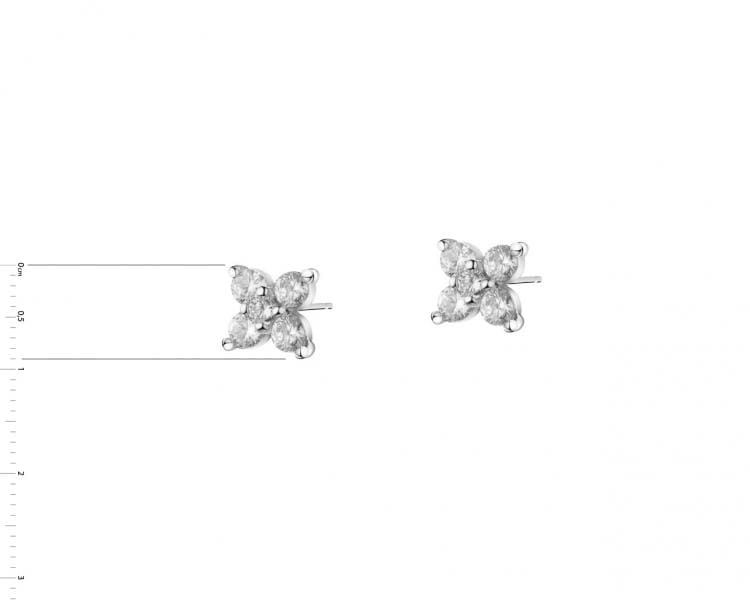 Kolczyki srebrne z cyrkoniami -  kwiaty