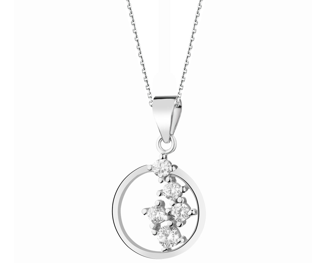 Rhodium Plated Silver Pendant with Cubic Zirconia - Ref No AP530-0242
