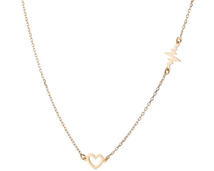 Gold plated silver necklace - hearts ECG, heart