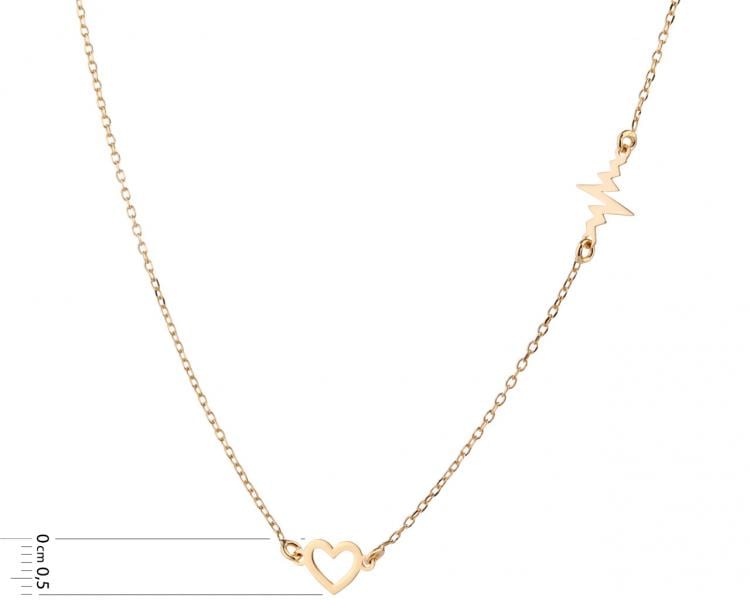 Gold plated silver necklace - hearts ECG, heart