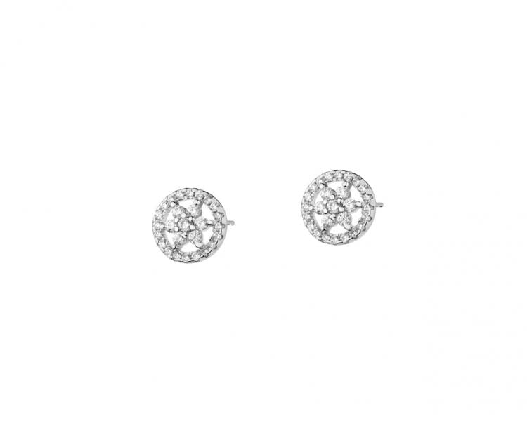 Silver earrings with cubic zirconia - flowers