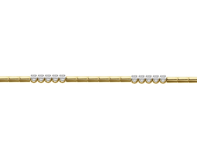 Náramek ze žlutého zlata s brilianty - 19 cm - 0,15 ct - ryzost 585