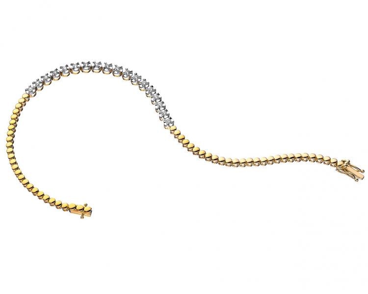 14 K Rhodium-Plated Yellow Gold Bracelet with Diamonds 0,32 ct - fineness 14 K