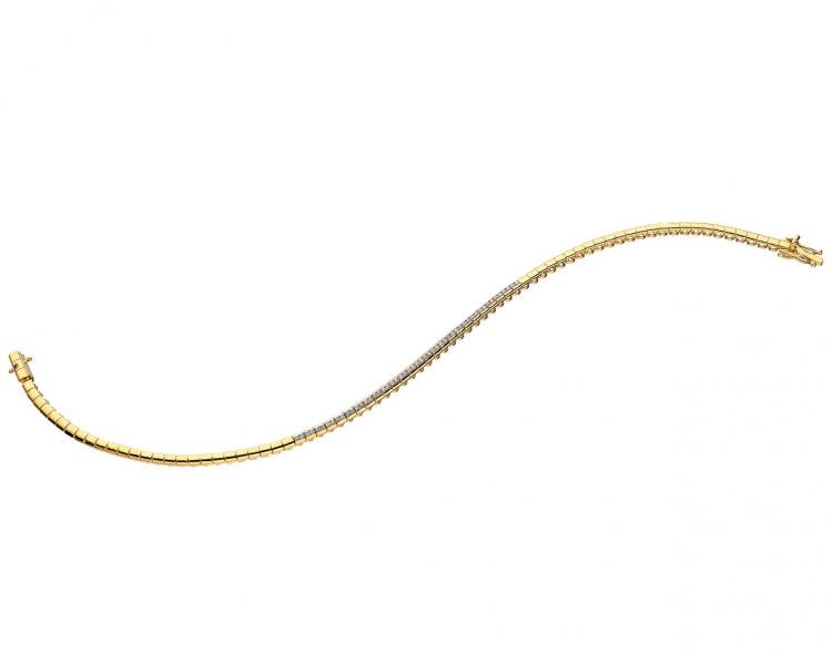 Bransoletka z żółtego złota z brylantami - 19 cm - 0,21 ct - próba 585