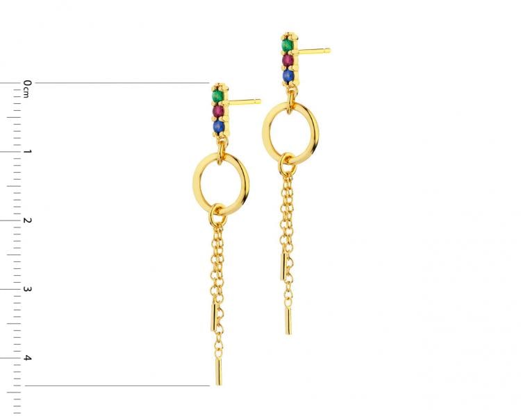 Gold plated silver earrings with cubic zirconia - circles