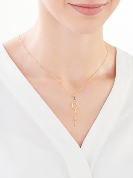 Pozlacený stříbrný náhrdelník se zirkony - kroužky