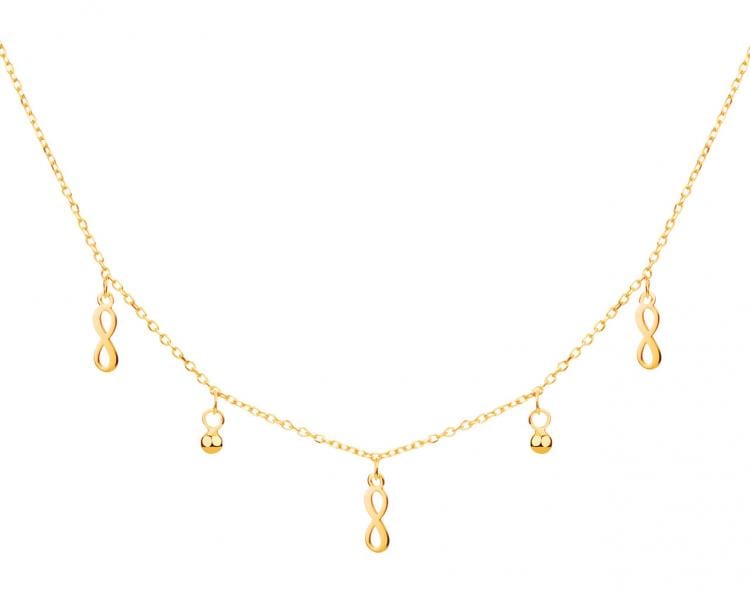 Gold plated silver necklace - infinity, balls