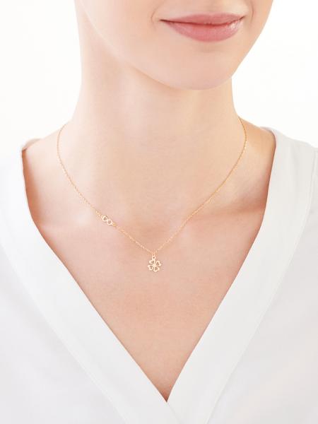Gold plated silver necklace - clover, infinity
